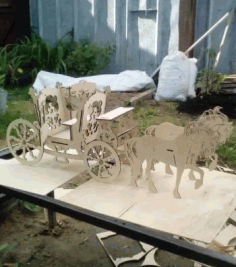 Wedding Carriage Laser Cut Wood Projects Free CDR Vectors Art