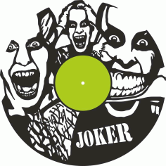 Joker Vinyl Record Wall Clock Laser Cutting Free CDR Vectors Art