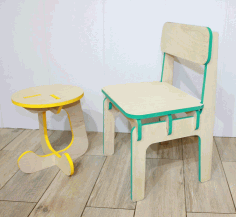 Furniture Children Stool And Highchair Free DXF File