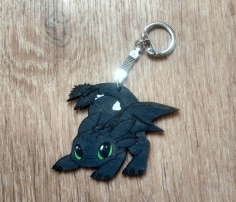 Laser Cut Toothless Keychain Template Free CDR Vectors Art