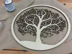 Laser Cut Tree In Circle Free CDR Vectors Art