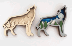 Multilayer Wolf Wall Hanging Cnc Free CDR Vectors Art