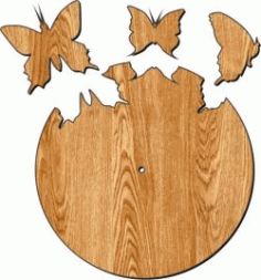 Cnc Laser Cut The Clock Is Shaped Like Butterflies Flying Out Plasma Free CDR Vectors Art