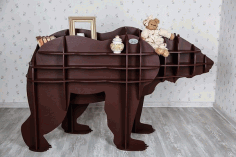 Laser Cut Animal Shelf Bear Shelf Kids Room Furniture Free CDR Vectors Art