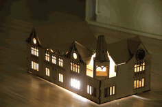 Laser Cut House Shaped Lamp Free DXF File