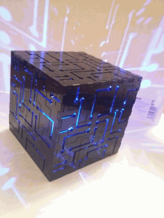 Laser Cut Cube Night Light Free CDR Vectors Art