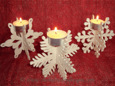 Laser Cut Snowflake Candle Holder Free CDR Vectors Art