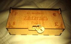 Laser Cut Wooden Banknote Box Paper Money Storage Box Free CDR Vectors Art