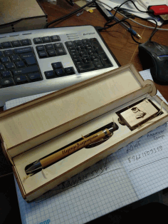 Laser Cut Wooden Box For Pen And Usb Flash Drive Free CDR Vectors Art