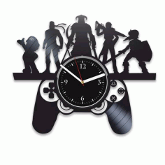 Laser Cut Gamer Style Clock Template Free CDR Vectors Art