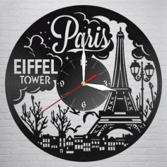 Laser Cut Paris Vinyl Record Clock Free DXF File