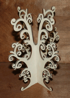 Laser Cut Jewelry Tree Stand Earring Necklace Tree Holder Organizer Free CDR Vectors Art