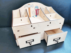 Laser Cut Multipurpose Tool Storage Organizer With Drawer 6mm Free CDR Vectors Art
