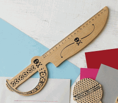 Laser Cut Knife Shaped Wooden Ruler Free CDR Vectors Art