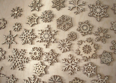Laser Cut Wood Snowflakes Ornaments Free CDR Vectors Art