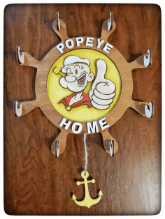 Popeye Home Hanger Hook Wooden Free CDR Vectors Art