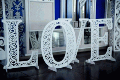 Volumetric Letters For A wedding. Wedding Decoration Made Of Wood Free CDR Vectors Art
