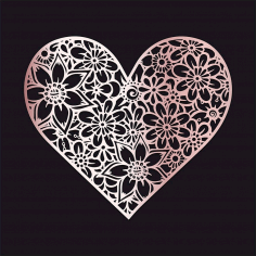 Laser Cut Engraving Floral Heart Free DXF File