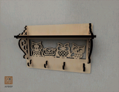 Laser Cut Owl Decor Shelf With Wall Hanger Free CDR Vectors Art
