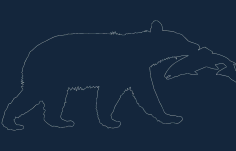 Animal Bear Catching Fish Free DXF File