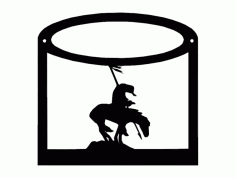 Horse Rider with Flag Silhouette Free DXF File