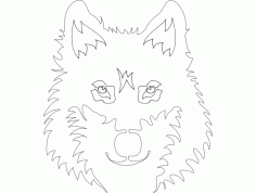 Wolf Face Line Art Free DXF File