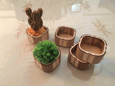 Laser Cut Wooden Mini Box Flower Box Vase Free DXF File