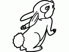 Rabbit Line Art Free DXF File