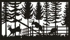 28 X 48 Deer In Garden Plasma Art Free DXF File