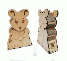 Laser Cut Piggy Bank Mouse Free CDR Vectors Art
