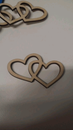 Laser Cut Wooden Two Hearts Love Design Free DXF File