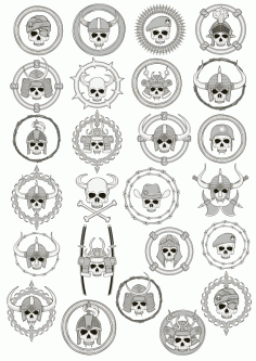 Medievial Skull Set Free CDR Vectors Art