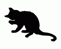 Cat Kitten Silhouette Sketch Free DXF File