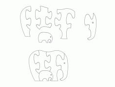 Elephant Animal Jigsaw Puzzles Free DXF File
