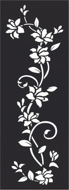 Glass Etching Flower Pattern Wall Decal White Vines Free CDR Vectors Art
