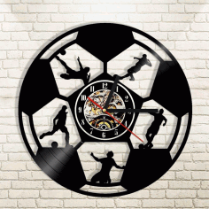 Laser Cut Football Wall Clock Sport Wall Clock Gift For Soccer Lover Footballer Free CDR Vectors Art
