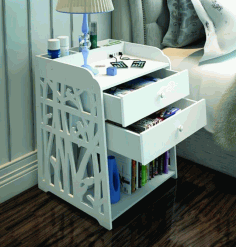 Laser Cut Bedside Table Shelf Storage Cabinet Free CDR Vectors Art
