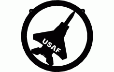 Usaf Aircraft f15 In Circle Silhouette Sketch Free DXF File