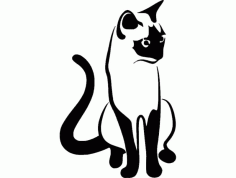 Sitting Black And White Cat Sketch Free DXF File