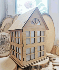 Laser Cut Small Wooden House 4mm Free CDR Vectors Art