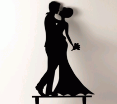 Laser Cut Wedding Cake Topper Bride And Groom Silhouette Cake Decorations Free CDR Vectors Art