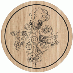 Laser Engraving Octopus Art For Cutting Board Free CDR Vectors Art