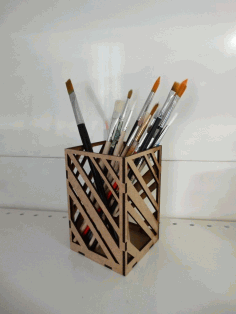 Laser Cut Modern Pencil Holder For Office Table 3mm Free DXF File