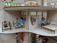 Modern House Wooden Doll House 3mm Toys For Children Free DXF File