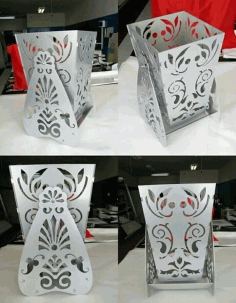 Laser Cut Decorative Vase Flower Box With Stand Free DXF File