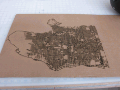 Laser Cut Engraved Wooden Vancouver Map Free DXF File