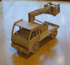 Laser Cut Wooden Cherry Picker Truck Kids Toy Truck Mounted Aerial Work Platform Free DXF File