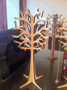 Laser Cut Wooden Jewelry Tree 6mm Free DXF File