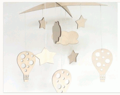 Laser Cut Baby Crib Mobile Hanging Baby Mobile Free CDR Vectors Art