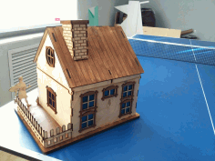 Laser Cut Wooden House With Chimney Free DXF File